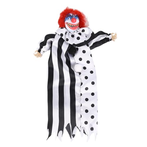 Respicefinem Halloween-Clown-Puppe, gruselige, unheimliche Clown-Puppe für Horror-Themen-Aktivitäten, Horror-Motto-Party-Ornament, peppen Sie Ihre Halloween-Aktivitäten und (25 * 15cm) von Respicefinem