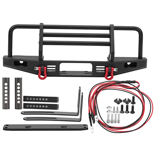 Respicefinem Metall-Frontstoßstange mit 2 runden LED-Leuchten, passend für 1/10 RC-Autozubehör, aus hochwertigem Metall, hohe Härte, Nicht leicht zu brechen, Installation, Respicefinem Metall-Frontstoßstange mit 2 runden LED-Leuchten, passend für 1/10 RC-Autozubehör, aus hochwertigem Metall, hohe Härte, Nicht leicht zu brechen, Installation, von Respicefinem