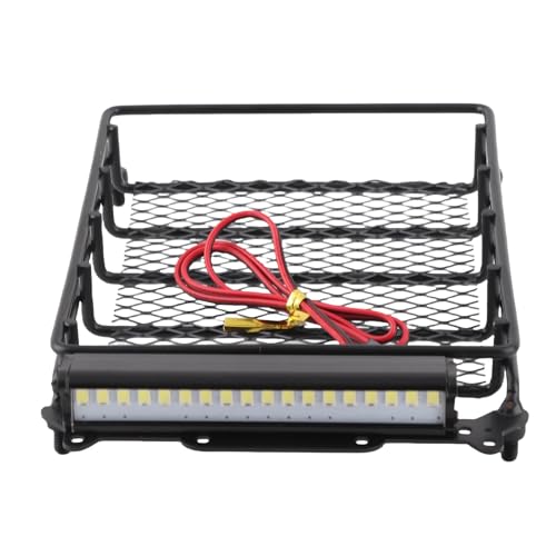 Respicefinem Metall RC Auto Dachgepäckträger Gepäckträger mit LED Fit für MN D90 99S 4 RC Automodell von Respicefinem