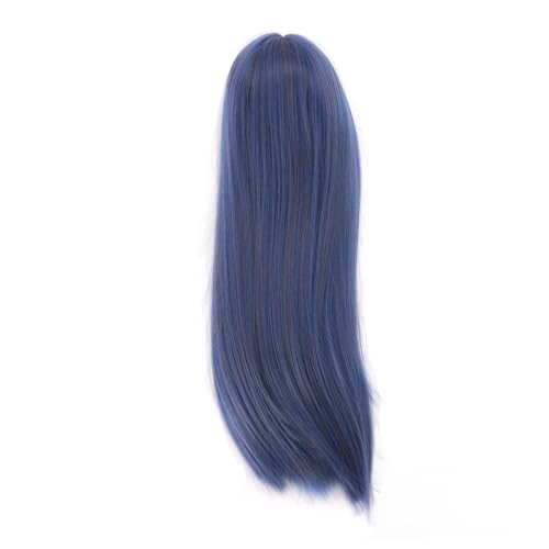 Respicefinem Resefinem 14 Puppenperücke Hochtemperatur Seidenstilable Lange gerade Haare für 7 8 Zoll Kugelgelenk Puppen DIY anpassbare Mitte Abschied Blue Sammlung (Blau) von Respicefinem