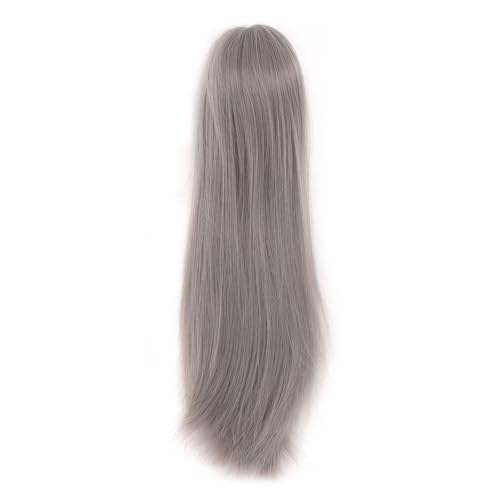 Respicefinem Resefinem 14 Puppenperücke Hochtemperatur Seidenstilable Lange gerade Haare für 7 8 Zoll Kugelgelenk Puppen DIY anpassbare Mitte Abschied Blue Sammlung (Grau) von Respicefinem