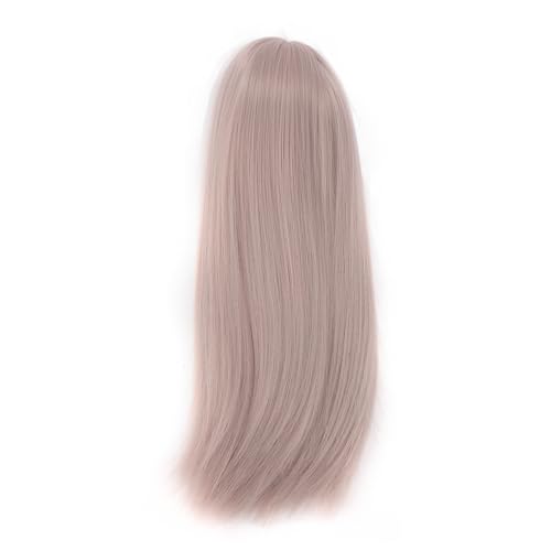 Respicefinem Resefinem 14 Puppenperücke Hochtemperatur Seidenstilable Lange gerade Haare für 7 8 Zoll Kugelgelenk Puppen DIY anpassbare Mitte Abschied Blue Sammlung (Hellgrau Pink) von Respicefinem