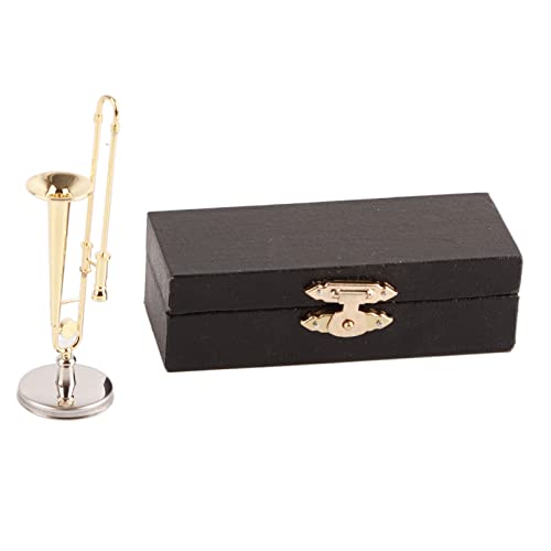 Respicefinem Miniatur-Musikinstrumente Dollhouse Musical Instruments 13×5×4 Dollhouse Posaune Modell Simulation Messing Vergoldete Miniatur Puppenhaus Modell Für Instrumente von Respicefinem
