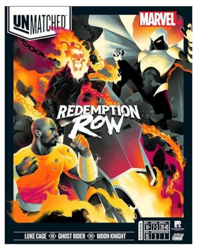 Restoration Games Unmatched Marvel Redemption Row Ghost Rider Luke Cage vs. Moon Knight, Mehrfarbig, für 2 bis 3 Spieler von Huch & Friends