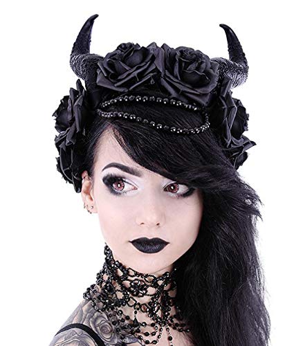 Böse Königin - Gotisches Kopfstück, schwarzes Stirnband, Satanhörner von Restyle