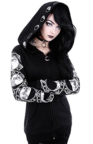 Restyle Dark Dreans Gotjic Okkult Jacke Kapuze Hoodie Lunar Moon Phases Mond S M L XL XXL, Größe:XXL von Restyle