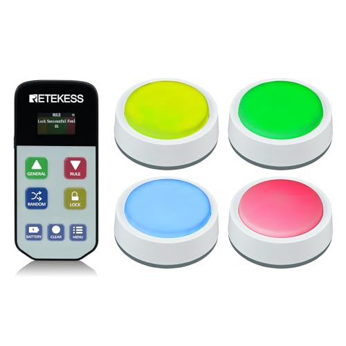 Retekess TM102 Wireless Buzzer,Quiz Buzzer System, 3 Reaktionsmodi, Countdown Rush und Zufallsmodus, Warnung bei Niedrigem Batteriestand, für Schulklassenwettbewerbe, Quiztests von Retekess