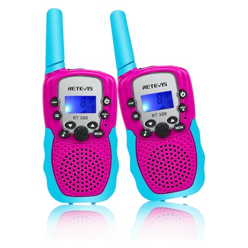 Retevis RT388 Walkie Talkie Kinder, 8 Kanäle Funkgerät Große Reichweite mit Taschenlampe VOX, Geschenk Spielzeug ab 3-12 Jahre für Reise, im Freien (1Pcs, Blue-Pink) von Retevis
