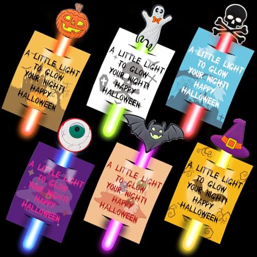 Retisee 36 Set Halloween Leuchtstäbe mit Karten Bulk Glow in the Dark Party Supplies Halloween Nachtkarten Geschenk Kürbis Tags für Sticks Dekoration Männer Frauen 6 Stile Retisee 36 Set Halloween Leuchtstäbe mit Karten Bulk Glow in the Dark Party Supplies Halloween Nachtkarten Geschenk Kürbis Tags für Sticks Dekoration Männer Frauen 6 Stile von Retisee