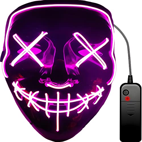 Retoo Halloween LED Maske Mit 3 Beleuchtungsmodi, Scary Neon Purge Im Dunkeln Leuchtend für Herren & Damen, Grusel für Kostümspiele, Feste, Cosplays, Karneval und Partys (Rosa) Retoo Halloween LED Maske Mit 3 Beleuchtungsmodi, Scary Neon Purge Im Dunkeln Leuchtend für Herren & Damen, Grusel für Kostümspiele, Feste, Cosplays, Karneval und Partys (Rosa) von Retoo