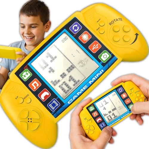 Retoo Handheld Spielkonsole, 2,5 Zoll Display, Retro Mini Konsole mit 7 Spielen – Batteriebetrieben, Tragbare Videospielkonsole für Kinder & Erwachsene, Gelb Retoo Handheld Spielkonsole, 2,5 Zoll Display, Retro Mini Konsole mit 7 Spielen – Batteriebetrieben, Tragbare Videospielkonsole für Kinder & Erwachsene, Gelb von Retoo