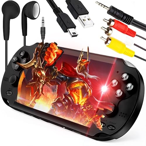 Retoo Handheld Spielkonsole, 5,1 Zoll HD-Display, Tragbare Retro Game Console mit 1000+ Spielen, SD-Kartenleser, Kopfhörer enthalten, ideal für Kinder & Erwachsene, Schwarz von Retoo