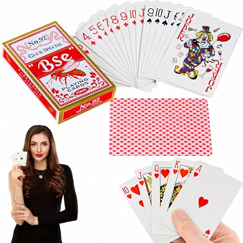 Retoo Rot Standard Kartendeck 54 Blatt, Pokerkarten, Spielkarten für Texas Holdem Poker, Blackjack, hochwertiges Kartenspiel, Kunststoffspielkarten, Profi Pokerset von Retoo