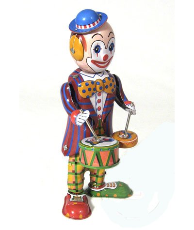 Blechspielzeug - Clown trommelnd von Retro Toys