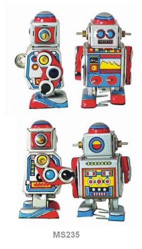 Blechspielzeug - Roboter klein, bunt von Retro Toys