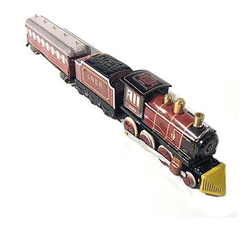 Blechspielzeug zum Aufziehen tin toys wind up-Spielzeug Eisenbahn schwarz und braun(Einfuhr aus Hong Kong ) von Retro Toys