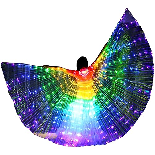 LED Isis Flügel 360 Grad Bauchtanz Flügel LED mit 20-100cm Teleskopstäben 2 Modi Lichtsteuerung Schmetterlingsflügel LED für Karneval Bühne Weihnachtsfeier (Erwachsener, Farbe) von Retrok