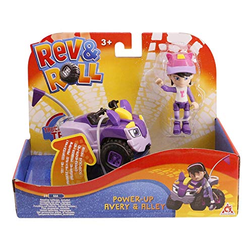 Rev & Roll Fahrzeug mit Power-Up-Alley-Funktion + 1 Avery-Figur 8 cm von Auldey