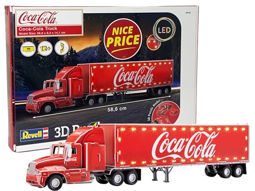 Revell 3D Puzzle 00152 Coca-Cola Weihnachtstruck mit LED-Beleuchtung Welt in 3D entdecken, Bastelspass für Jung und Alt, Rot von Revell