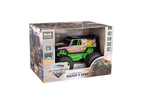 Revell RC Monster Truck I Razor's Edge I Kraftvolle GHz-Fernsteuerung I 360° Spins und Zweirad-Manöver I LED-Beleuchtung für Nachtfahrten I Integrierter Li-Ion Akku I Für Kinder ab 6 Jahren von Revell Control