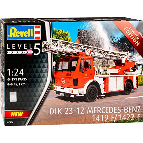 Mercedes-Benz 1419 F/1422 Drehleiter DLK 23-12 Feuerwehr Hagen 07504 Bausatz Kit 1/24 Revell Modell Auto mit individiuellem Wunschkennzeichen von Revell