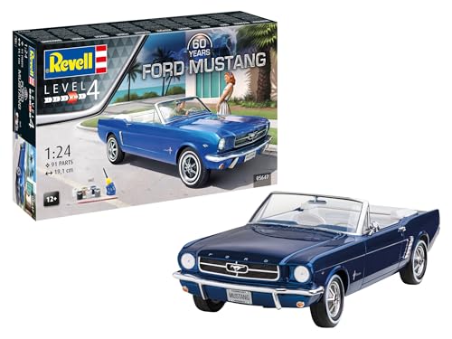 Revell Modellbauauto I 60th Anniversary of Ford Mustang: Ein Jubiläumsset im Maßstab 1:24 I 92 Teile I Bastelset ab 12 Jahren I Authentische Nachbildung Autobausatz von Revell