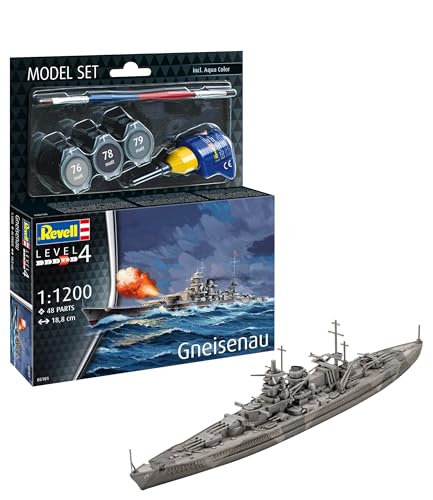 Revell Modellbau, Model Set Schlachtschiff Gneisenau, Maßstab 1:1200, 48 Teile, Ab 12 Jahren, Historisches Modell, Authentische Nachbildung Revell Modellbau, Model Set Schlachtschiff Gneisenau, Maßstab 1:1200, 48 Teile, Ab 12 Jahren, Historisches Modell, Authentische Nachbildung von Revell
