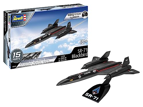 Revell Easy-Click Modellbausatz SR-71 Blackbird I Legendäres USAF-Spionageflugzeug 1:144 I Detailreich, einfacher Zusammenbau durch Stecksystem I Kein Kleben I Für Modellbau-Einsteiger ab 10 von Revell