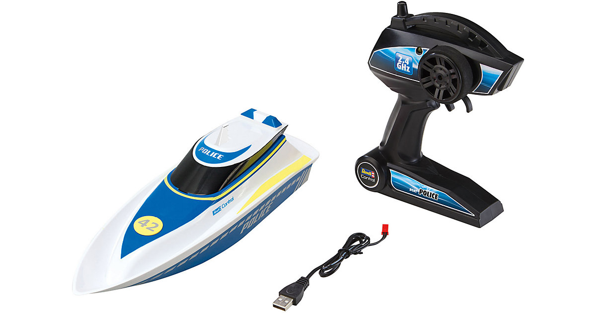 "RC Boot ""Police"", mit Schutzschaltung - die Propeller laufen erst im Wasser an, Revell Control Ferngesteuertes Polizeiboot, 34,5 cm" bunt "RC Boot ""Police"", mit Schutzschaltung - die Propeller laufen erst im Wasser an, Revell Control Ferngesteuertes Polizeiboot, 34,5 cm" bunt von Revell