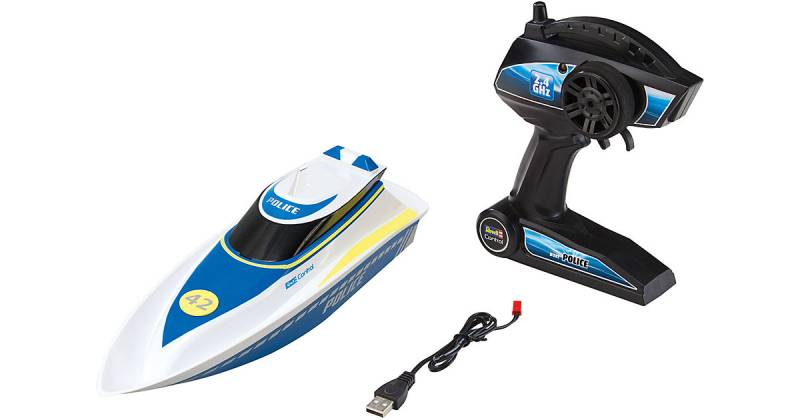 "RC Boot ""Police"", mit Schutzschaltung - die Propeller laufen erst im Wasser an, Revell Control Ferngesteuertes Polizeiboot, 34,5 cm" bunt von Revell