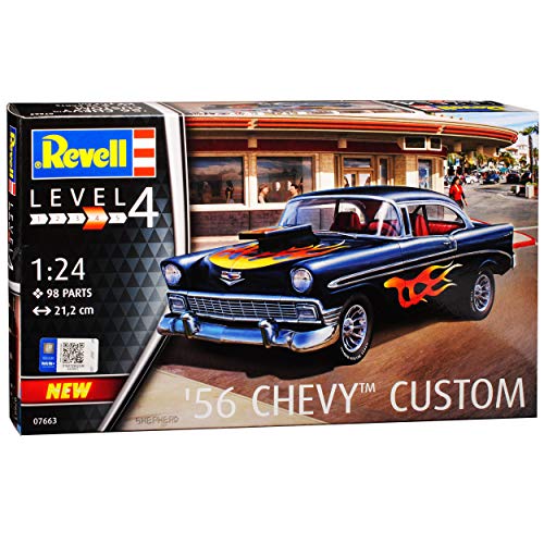 Chevrolet Chevy Bel Air Custom Serie 2400C Coupe Schwarz 1. Generation 1953-1957 Bausatz Kit 1/24 Revell Modell Auto mit individiuellem Wunschkennzeichen von Revell