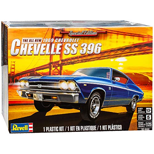 Chevrolet Chevy Chevelle SS396 Coupe Blau 2. Generation 1968-1972 Bausatz Kit 1/24 1/25 Revell Modell Auto mit individiuellem Wunschkennzeichen von Revell