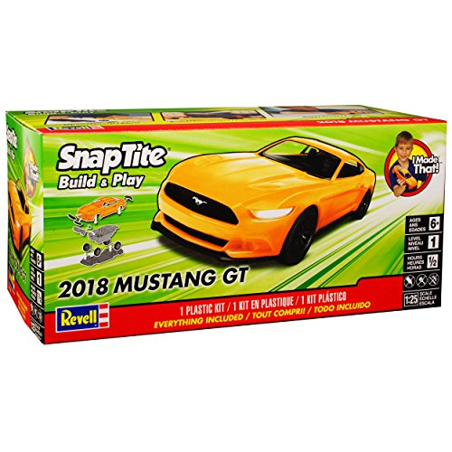 Ford Mustang VI Coupe Orange Ab 2014 SnapTite Bausatz Kit 1/25 1/24 Revell Modell Auto mit individiuellem Wunschkennzeichen von Revell