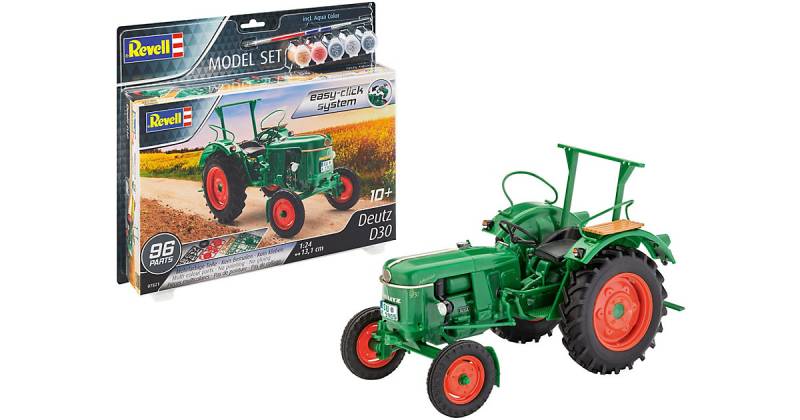 Model Set Deutz D30 Traktor easy-click-system, Revell Bausatz zum Zusammenstecken mit Basiszubehör im Maßstab 1:24, 96 Teile, 13,1 cm von Revell