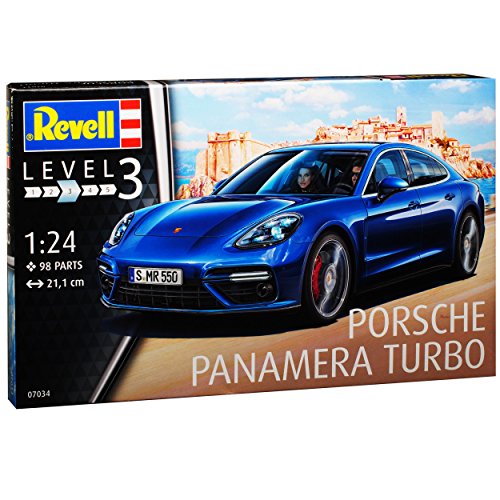 Porsche Pannamera Turbo Limousine Blau GII 2. Generation Ab 2016 07034 Bausatz Kit 1/24 Revell Modell Auto mit individiuellem Wunschkennzeichen von Revell