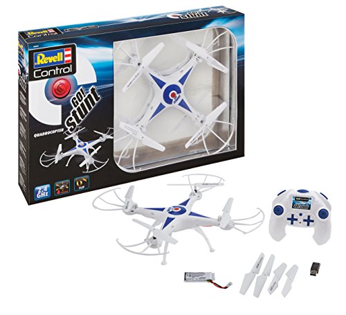 Revell Control Quadrocopter Go! Stunt I 6-Axis-Gyro I Geschwindigkeitsstufen und Flip-Funktion I Headless-Mode I Großer wiederaufladbarer LiPo-Akku I Inklusive USB-Ladegerät I Präzise Fernsteuerung von Revell Control