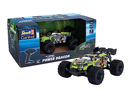 Revell Control Car Power Dragon I Rasante Höchstgeschwindigkeit von bis zu 25 km/h I Präzises Fahrverhalten dank Stoßdämpfern I Langlebiger Li-Ion Akku I 20 Minuten Fahrzeit I Für Kinder ab 8 Jahren von Revell