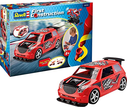 Revell 00910 First Construction Rally Car with Pullback Motor Auto Modellfahrzeug, rot von Revell