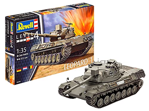 Revell Modellbausatz Panzer 1:35 - LEOPARD 1 im Maßstab 1:35, Level 4, originalgetreue Nachbildung mit vielen Details, 12 Jahre to 99 Jahre,03240, Zum Bemalen von Revell