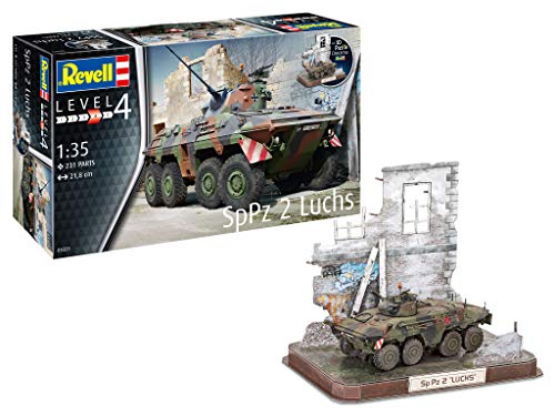Revell 03321 SpPz2 Luchs & 3D Puzzle Diorama, Modell des Bundeswehr Spähpanzers zum Selberbauen 1:35, 21,8 cm Armee originalgetreuer Modellbausatz für Fortgeschrittene, zum Bemalen, 1:32 Revell 03321 SpPz2 Luchs & 3D Puzzle Diorama, Modell des Bundeswehr Spähpanzers zum Selberbauen 1:35, 21,8 cm Armee originalgetreuer Modellbausatz für Fortgeschrittene, zum Bemalen, 1:32 von Revell