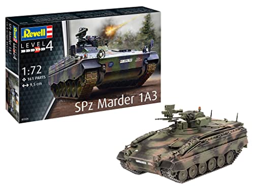 Revell RV03326 SPZ Marder 1A3, Panzermodell 1:72, 9,5 cm Fahrzeug Modelmaking, Unlackiert von Revell