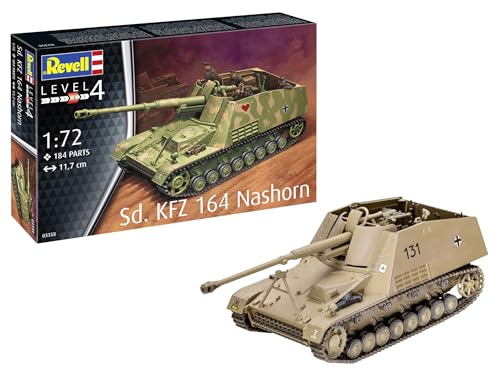 Revell Modellbau I Sd.Kfz. 164 Nashorn I Bausatz I Maßstab 1:72 I 184 Teile I Bastelset ab 12 Jahren I Detailgetreues Modell I Militärfahrzeug I Authentische Nachbildung von Revell