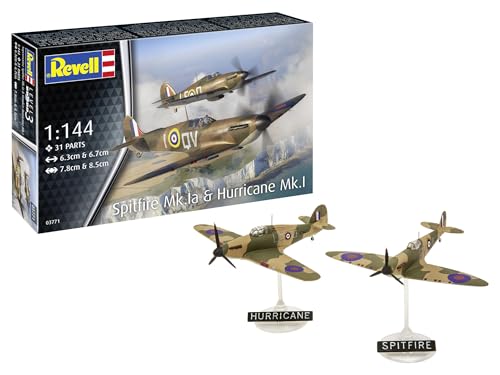Revell 03771 Supermarine Spitfire Mk.Ia & Hawker Hurricane Mk.I Maßstab 1:144, ungebaut/unlackierter Plastikmodellbausatz Revell 03771 Supermarine Spitfire Mk.Ia & Hawker Hurricane Mk.I Maßstab 1:144, ungebaut/unlackierter Plastikmodellbausatz von Revell