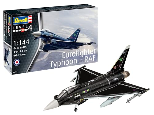 Revell Modellbau I Eurofighter Typhoon - RAF I Bausatz I Maßstab 1:144 I 63 Teile I Bastelset ab 12 Jahren I Präzises Flugzeugmodell mit realistischen Details von Revell