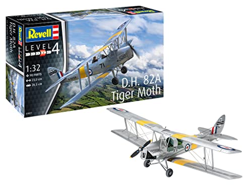 Revell 3827 03827 D.H. 82A Tiger Moth Flugmodell Bausatz 1:32 Modellbau, Unlackiert von Revell