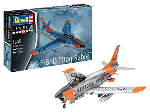Revell 03832 03832-F-86D Dog Sabre 1:48 originalgetreuer Modellbausatz für Fortgeschrittene, unlackiert von Revell