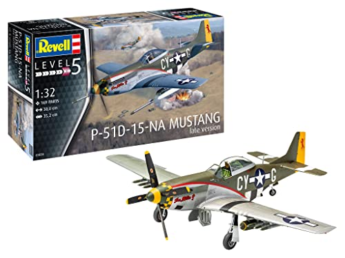 Revell 03838 P-51 D Mustang (Late Version) Fahrzeug originalgetreuer Modellbausatz für Experten, unlackiert von Revell