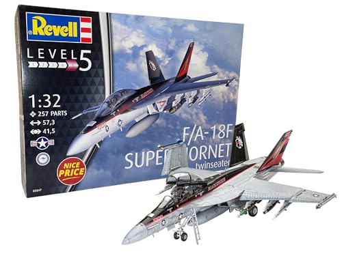 Revell NICE PRICE Modellbausatz I F/A-18F Super Hornet I Maßstab 1:32 I 257 Teile I Für Kinder und Erwachsene ab 13 Jahren I Kampfjet Modellbausatz zum selbernachbauen I Originalgetreu von Revell