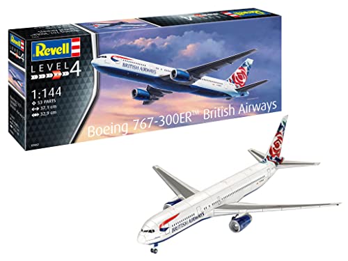 Revell 03862 Boeing 767-300ER British Airways Chelsea Rose, Flugzeugmodellbausatz 1:144, 37,1 cm Hobby originalgetreuer Modellbausatz für Fortgeschrittene, zum Bemalen Revell 03862 Boeing 767-300ER British Airways Chelsea Rose, Flugzeugmodellbausatz 1:144, 37,1 cm Hobby originalgetreuer Modellbausatz für Fortgeschrittene, zum Bemalen von Revell