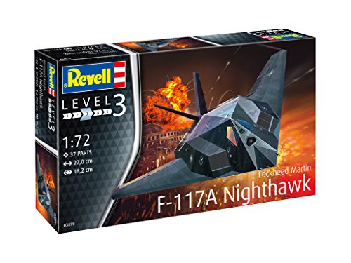 Revell Modellbausatz Lockheed F-117 - Detaillierte Oberflächenstruktur - Zwei Laserlenk-Bomben inklusive - Authentische Darstellung der F-117 Nighthawk - Geeignet für Modellbau-Einsteiger Revell Modellbausatz Lockheed F-117 - Detaillierte Oberflächenstruktur - Zwei Laserlenk-Bomben inklusive - Authentische Darstellung der F-117 Nighthawk - Geeignet für Modellbau-Einsteiger von Revell